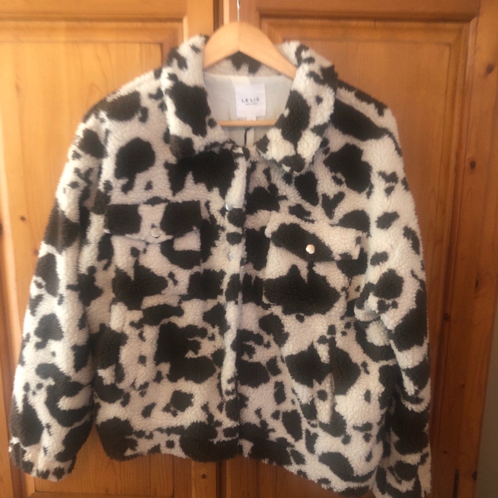 LE LIS cropped cow print jacket